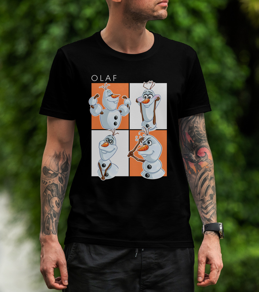 Olaf Snowman Character Expression Panels T-Shirt