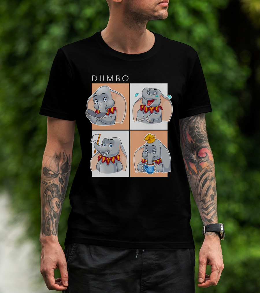 Dumbo Disney Elephant Cartoon Comic Expressions T-Shirt
