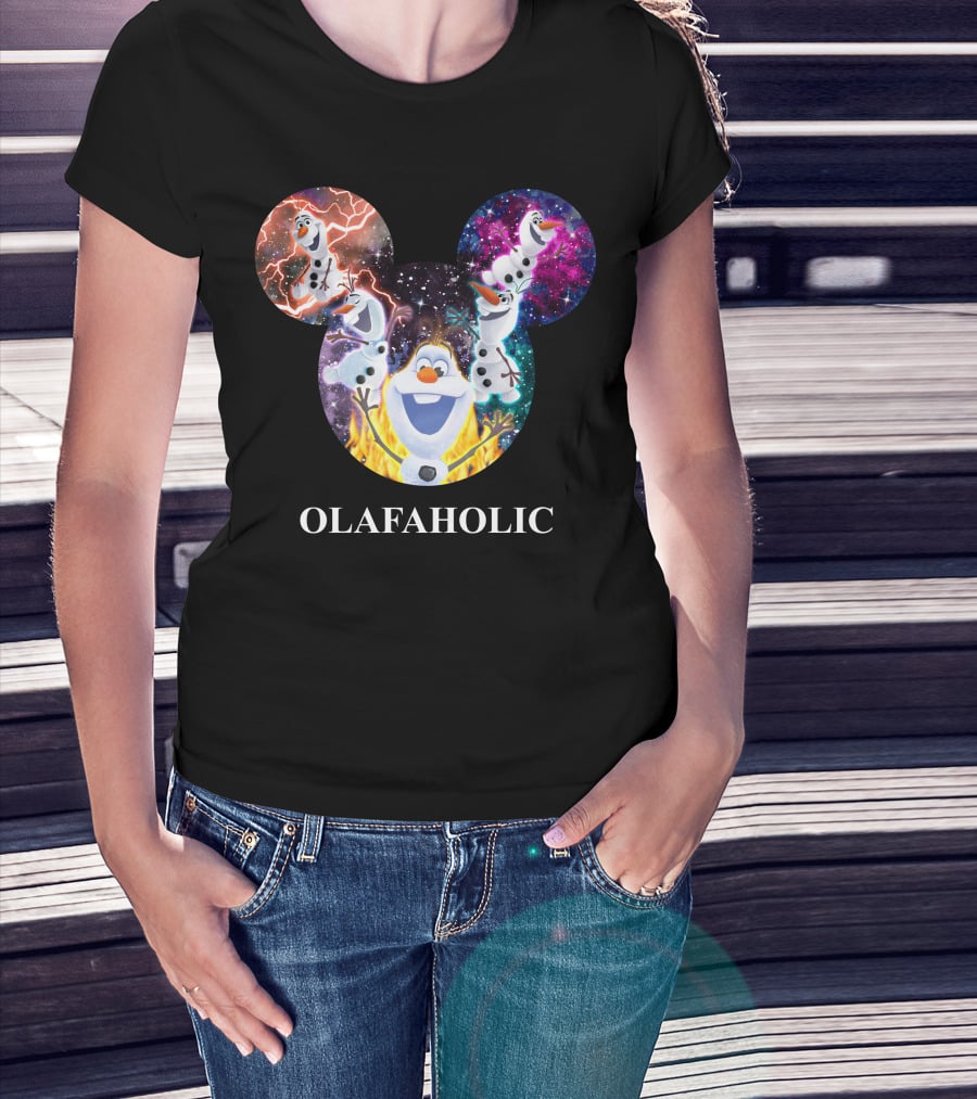 Olaf Olafholic Disney Frozen Olaf Galaxy Flame Mickey Ears T-Shirt