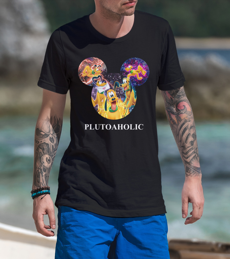 Plutoaholic Pluto Character Cosmic Adventure Mickey Ears T-Shirt