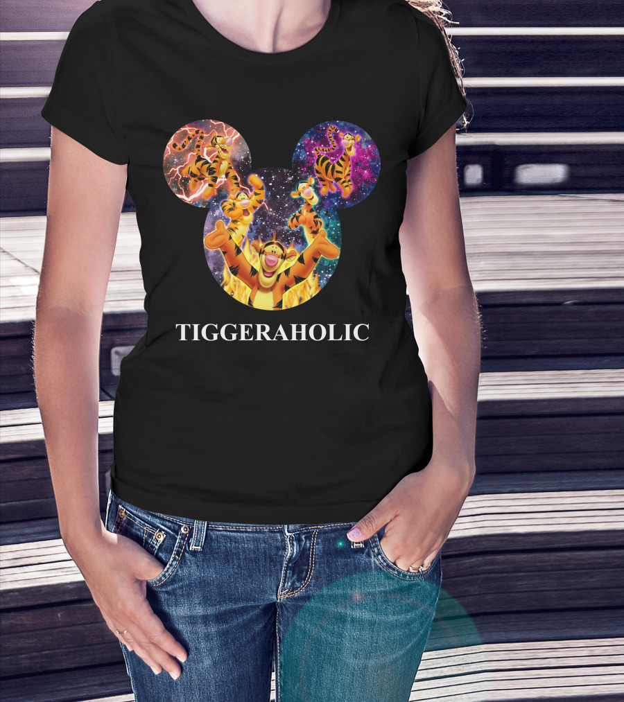 Tiggeraholic Tigger In Disney Mickey Mouse Head Galaxy T-Shirt