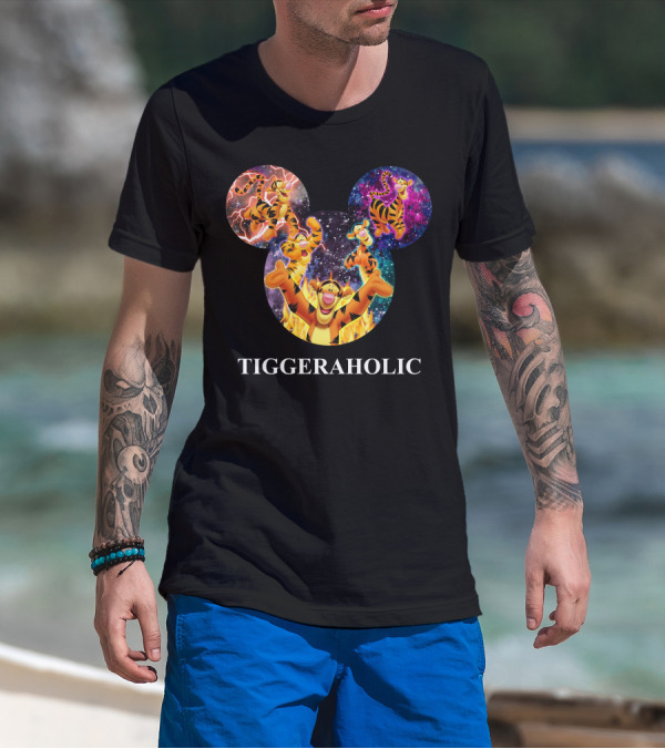 Tiggeraholic Tigger In Disney Mickey Mouse Head Galaxy T-Shirt