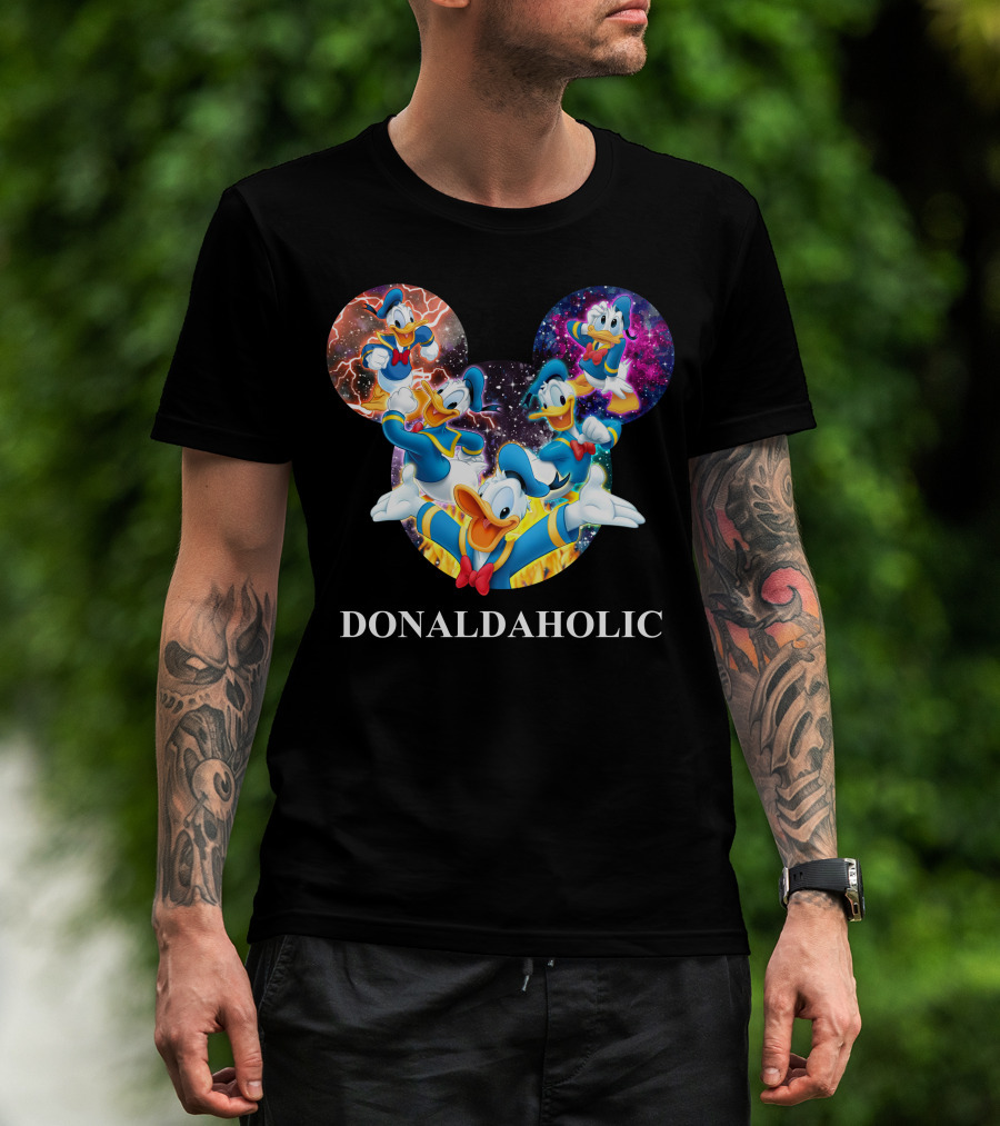 Donaldaholic Mickey Mouse Ears Pattern With Donald Duck Characters T-Shirt