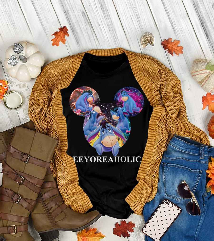 Eeyoreaholic Disney Mickey Mouse Head Galaxy Eeyore T-Shirt