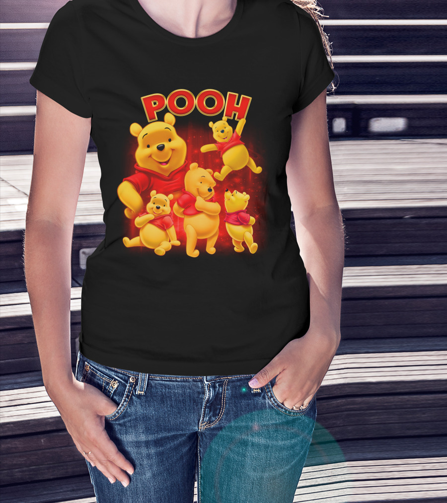 Pooh Winnie The Pooh Multiple Poses Red T-Shirt