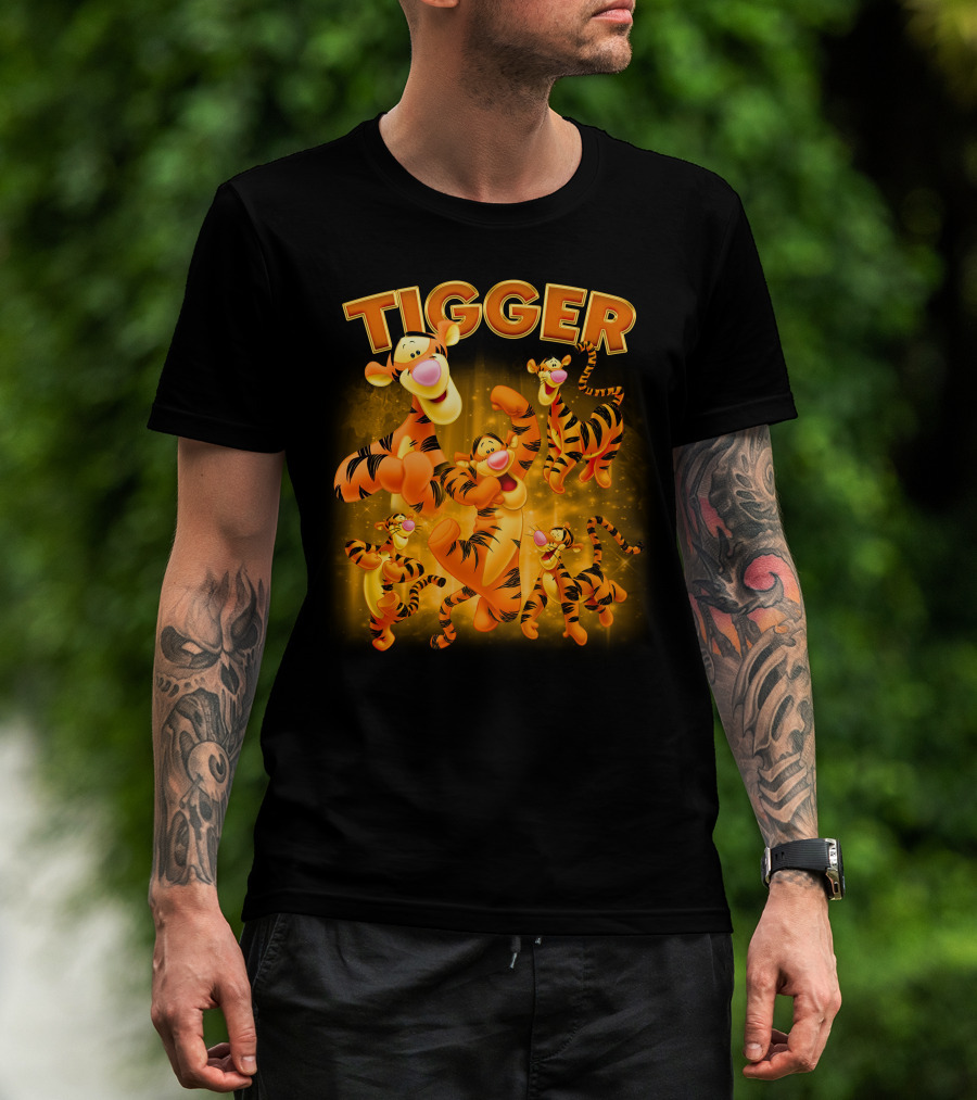 Tigger Character Collage In Vibrant Orange And Yellow T-Shirt