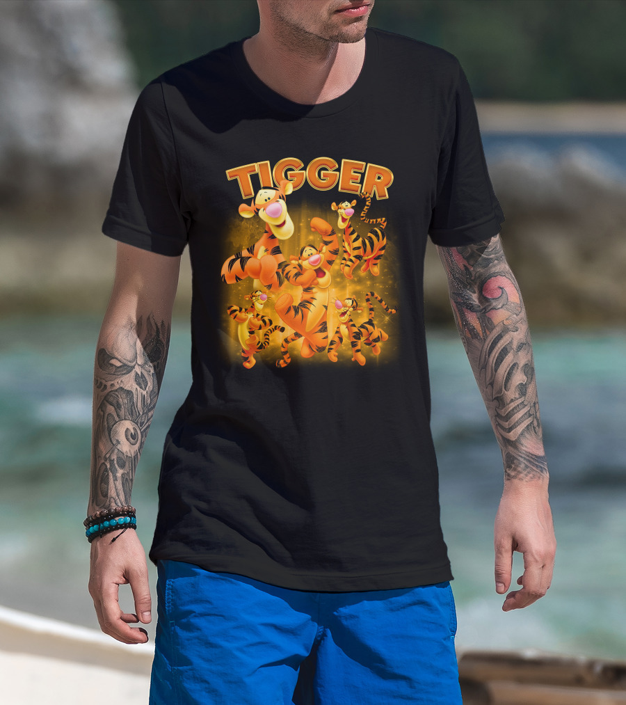 Tigger Character Collage In Vibrant Orange And Yellow T-Shirt