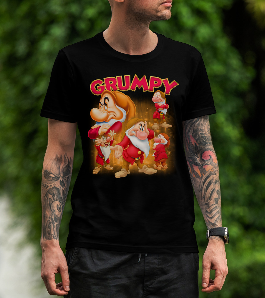 Grumpy The Dwarf Classic Character Expression Montage T-Shirt