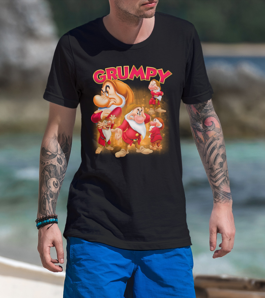 Grumpy The Dwarf Classic Character Expression Montage T-Shirt