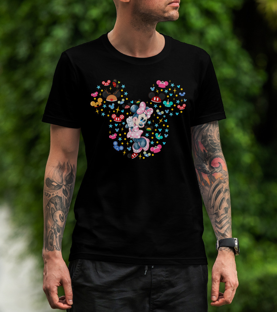 Minnie Mouse Iconic Bow Polka Dots And Mickey Ears Celebration T-Shirt