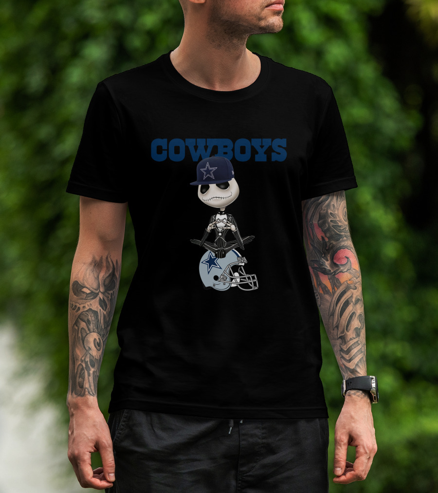 COWBOYS Jack Skellington Dallas Cowboys Helmet Hat T-Shirt
