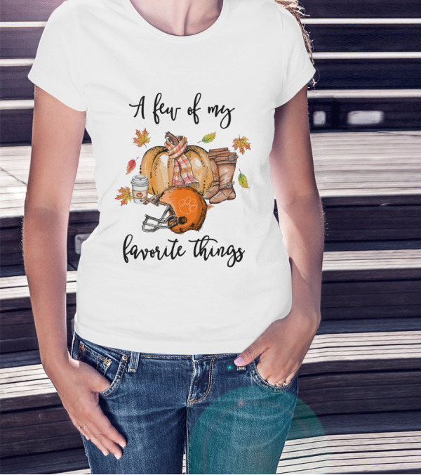 A Few Of My Favorite Things Clemson Tigers Helmet And Autumn Leaves T-Shirt
