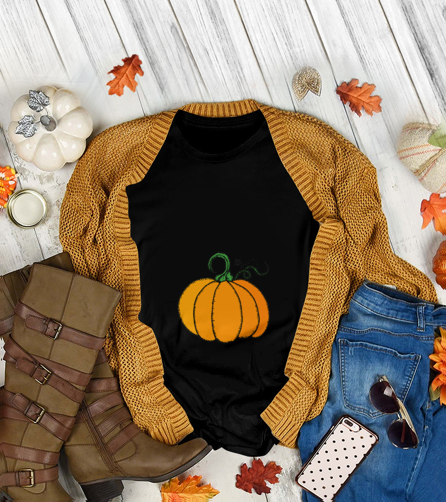 Pregnant Halloween Pumpkin T-Shirt