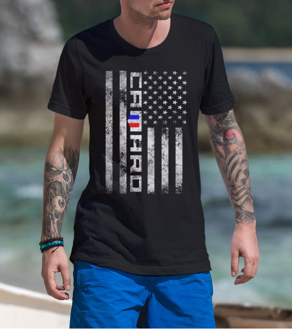 CAMARO American Flag Vertical Stripes Grunge T-Shirt