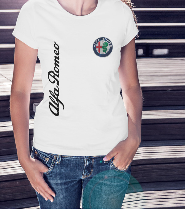 Alfa Romeo Vertical Script With Emblem T-Shirt
