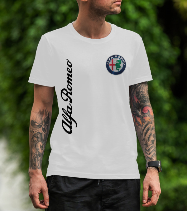 Alfa Romeo Vertical Script With Emblem T-Shirt