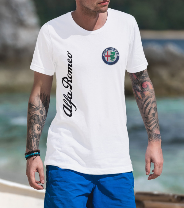 Alfa Romeo Vertical Script With Emblem T-Shirt