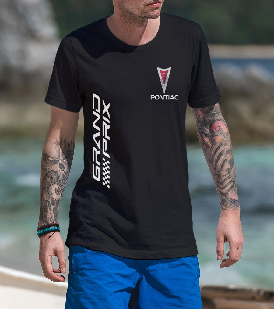 PONTIAC GRAND PRIX RACING LOGO CHECKERED FLAG T-Shirt