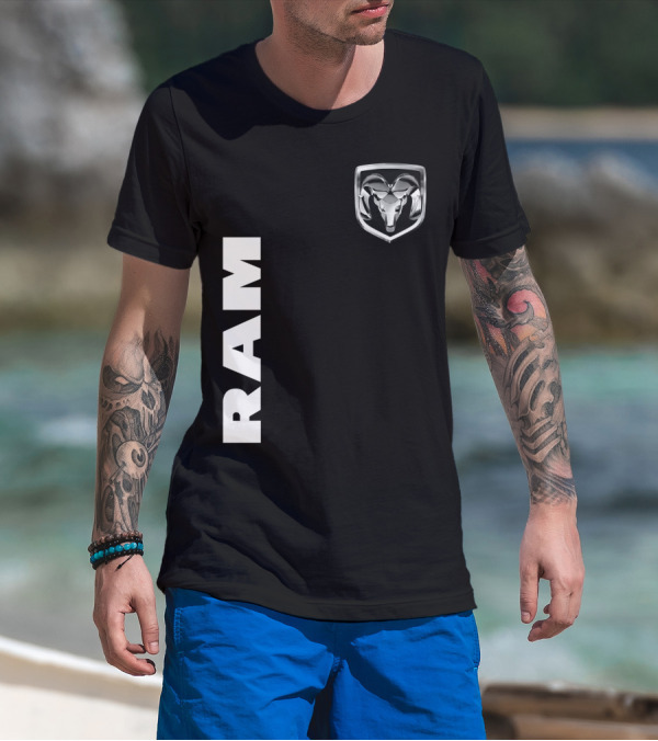 RAM Logo Metallic Emblem Dodge Truck Brand T-Shirt