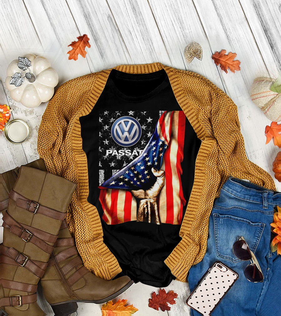Volkswagen Passat American Flag Stars and Stripes Fist T-Shirt