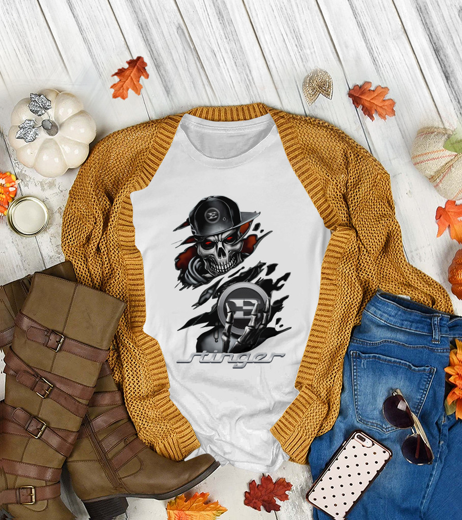 Stinger Skull with Hat and Logo Emblem T-Shirt
