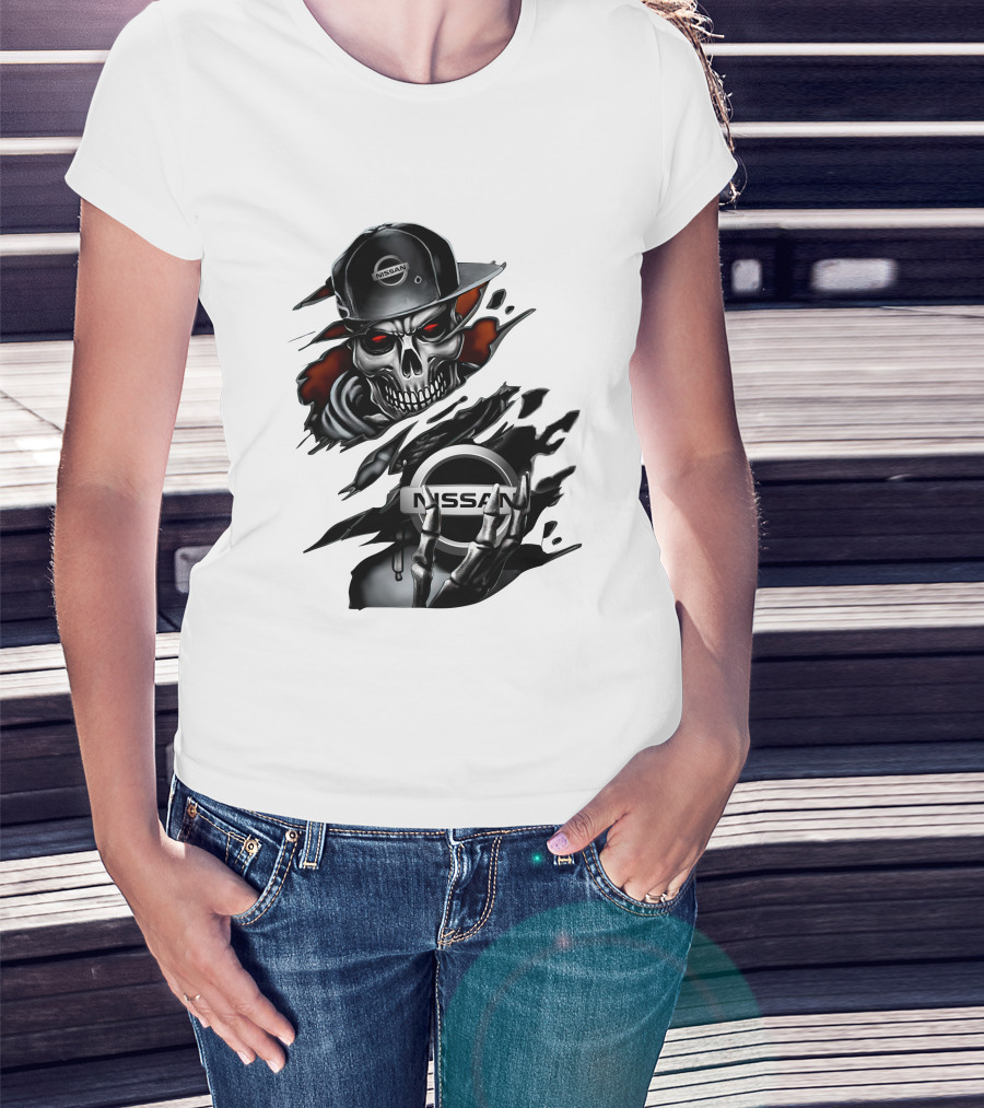Nissan Navara Skeleton Graphic With Logo And Cap T-Shirt