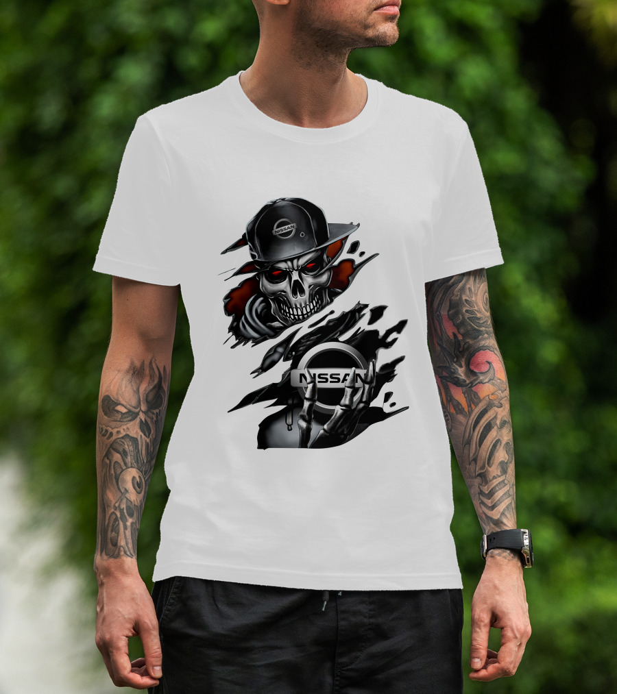 Nissan Navara Skeleton Graphic With Logo And Cap T-Shirt