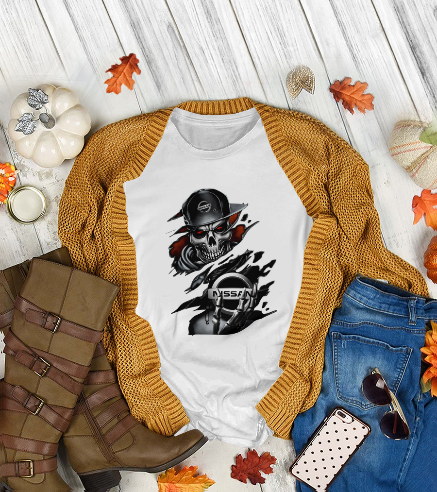 Nissan Navara Skeleton Graphic with Logo and Cap T-Shirt