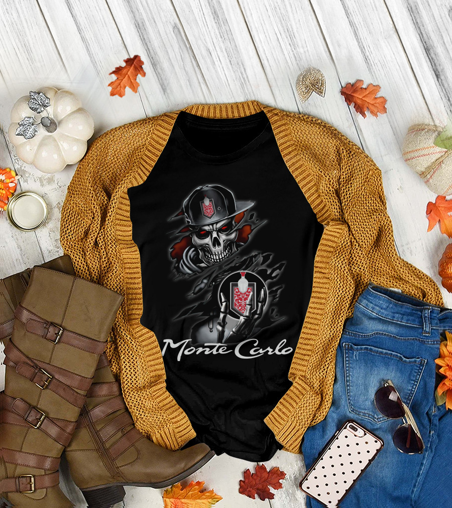 Monte Carlo Skull with Red Emblem and Cap T-Shirt