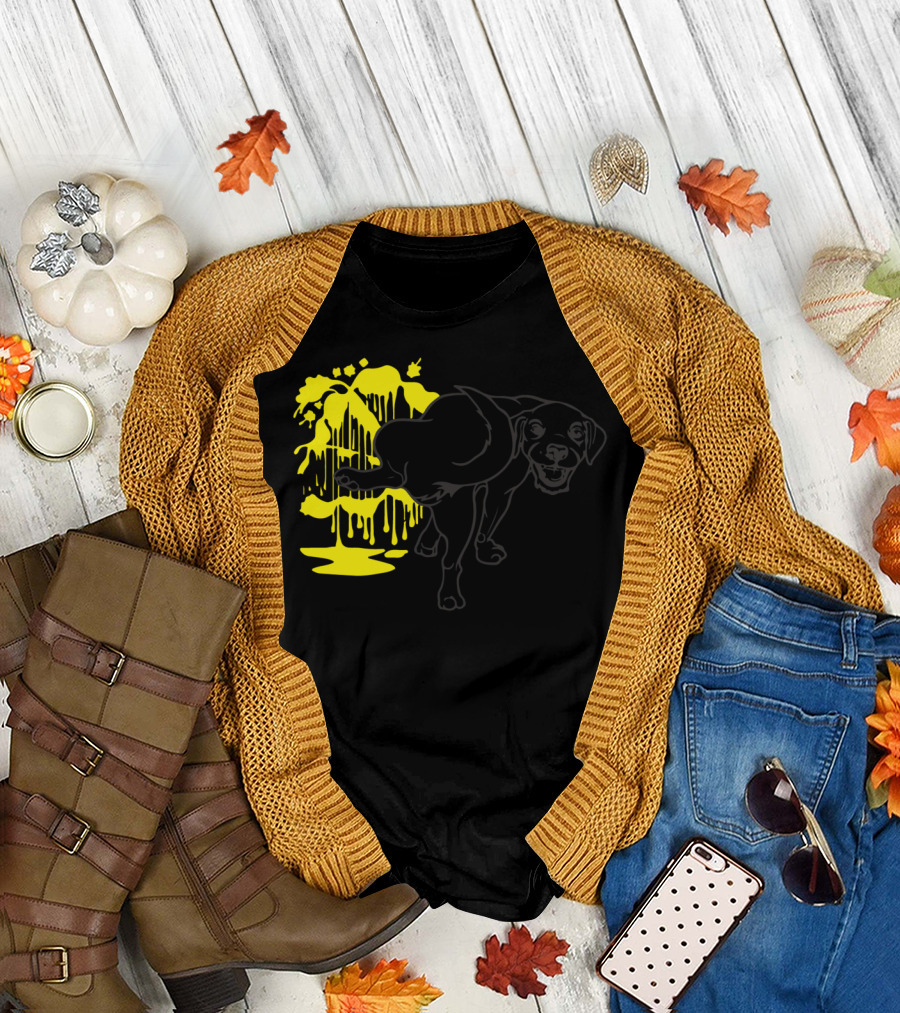 Make Your Mark Dog Graffiti Yellow Drip Art Pet T-Shirt