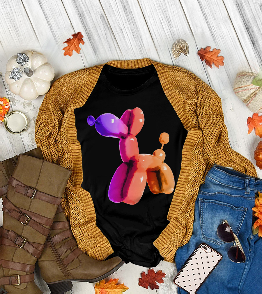 Jeff Koons Inspired Vibrant Metallic Warm Balloon Dog T-Shirt