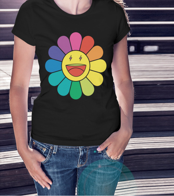 J Balvin Colores Rainbow Flower Smiley Face T-Shirt