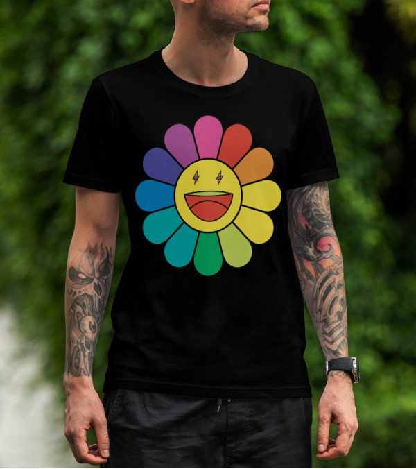 J Balvin Colores Rainbow Flower Smiley Face T-Shirt