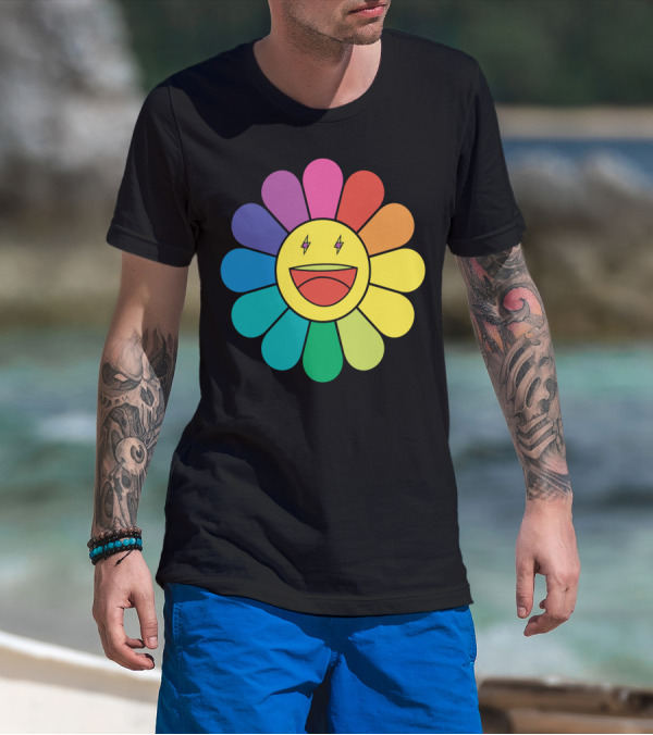 J Balvin Colores Rainbow Flower Smiley Face T-Shirt