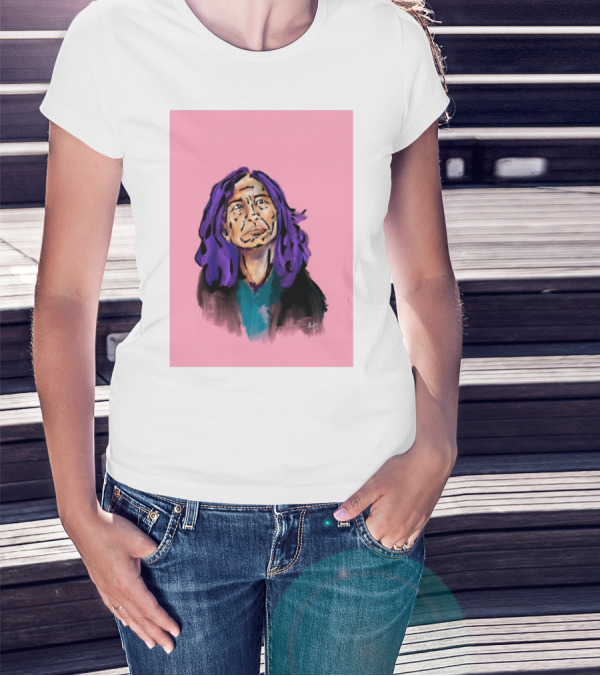 Emergency Fundraising Purple Haired Person On Pink Background T-Shirt