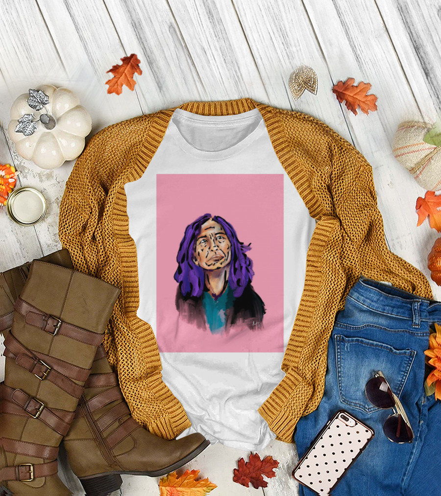 Emergency Fundraising Purple Haired Person on Pink Background T-Shirt