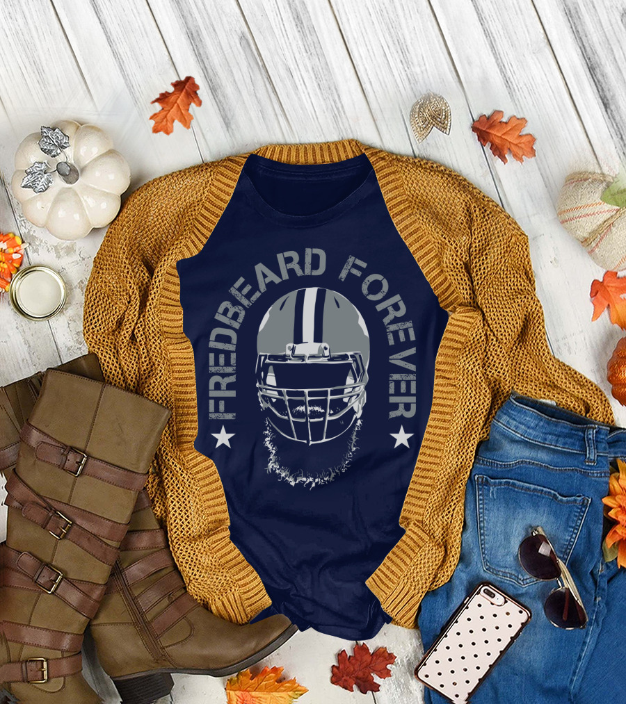 Fredbeard Forever Football Helmet Beard Star T-Shirt