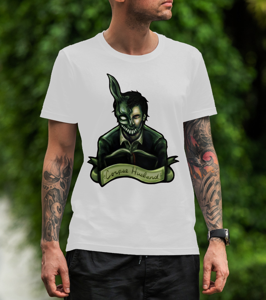 Corpse Husband Half-Mask Grim Monocle Banner T-Shirt