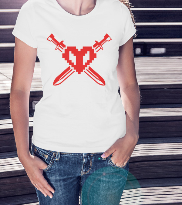 Philza Pixel Heart Crossed Swords Merch T-Shirt