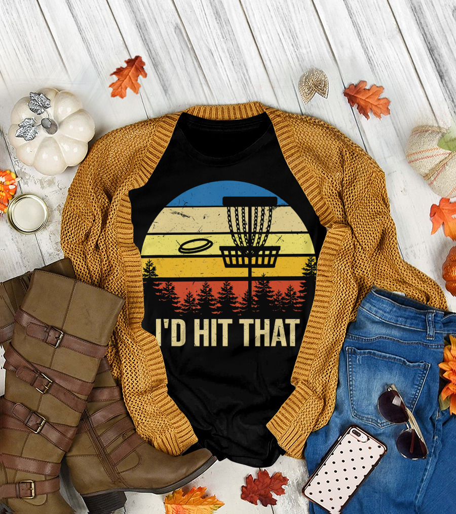 I'd Hit That Retro Disc Golf Basket and Trees T-Shirt