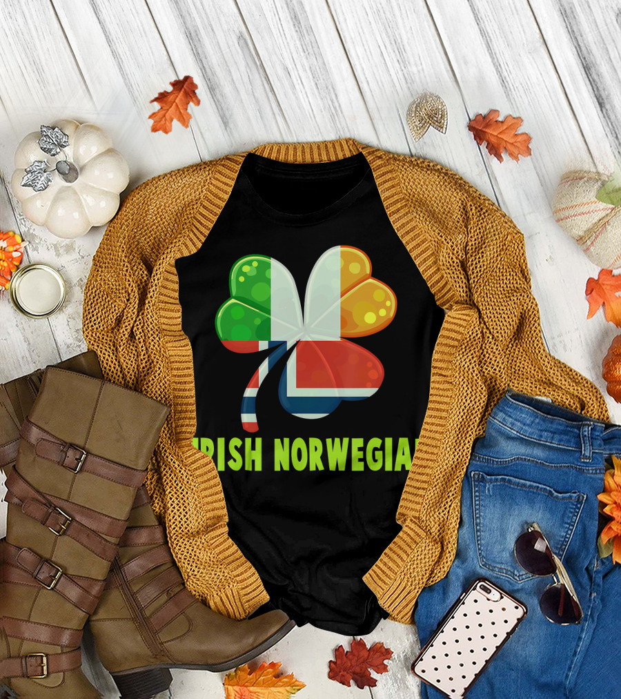 Irish Norwegian Shamrock Flag St Patrick's Day T-Shirt