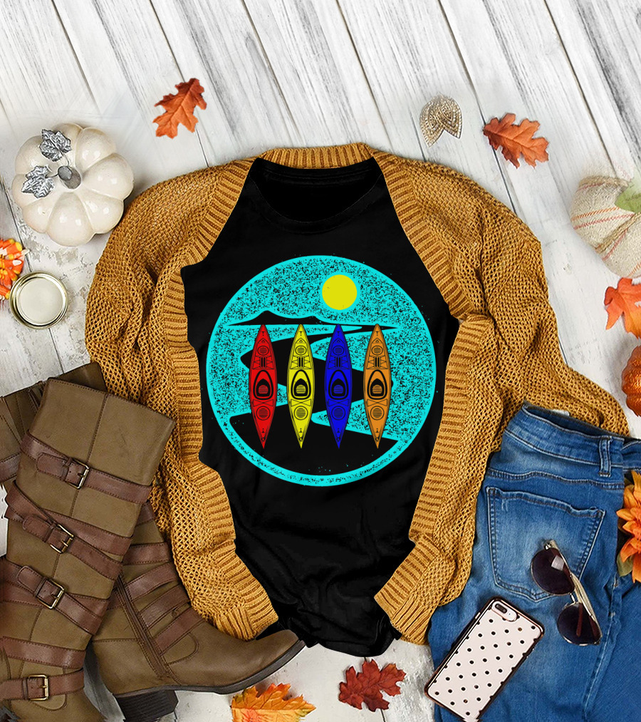 Kayaking Kayak Sunset Kaya Colorful Canoes at Sunset T-Shirt