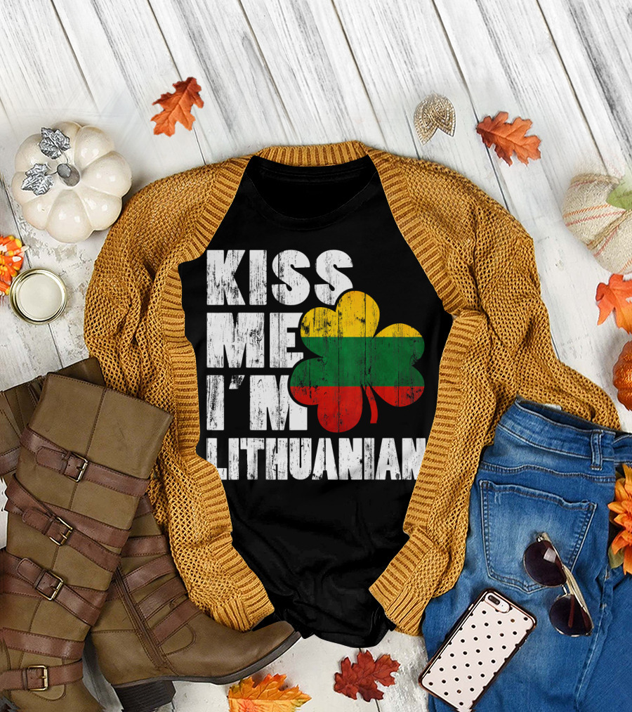 Kiss Me I'm Lithuanian Shamrock T-Shirt