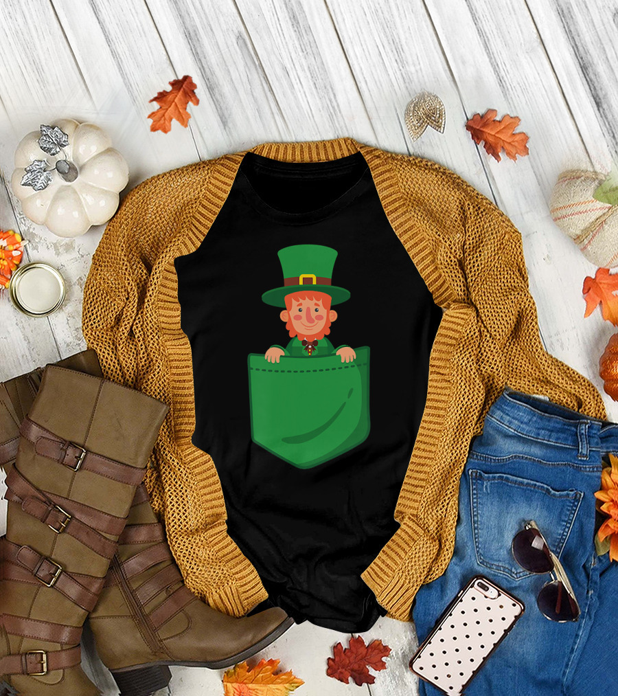 Leprechaun In Green Pocket T-Shirt