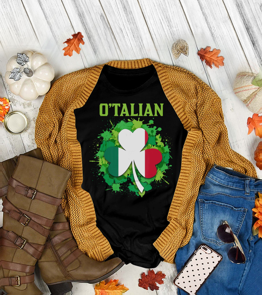 O'Talian Italian Flag Shamrock Saint Patrick's Irish T-Shirt