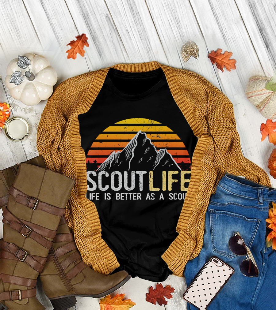 Scout Life Adventure Mountain Sunset Life Is Better As A Scout T-Shirt
