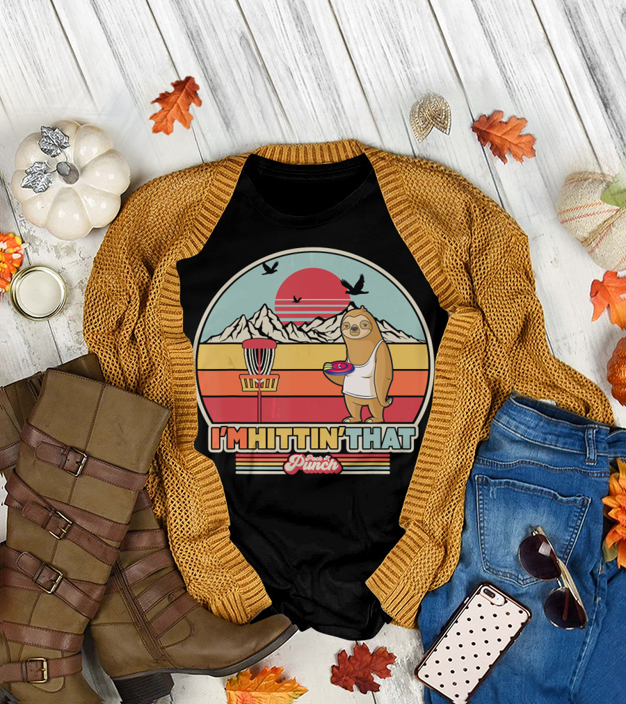 I'm Hittin' That Sloth Disc Golf Retro Style Pack a Punch T-Shirt