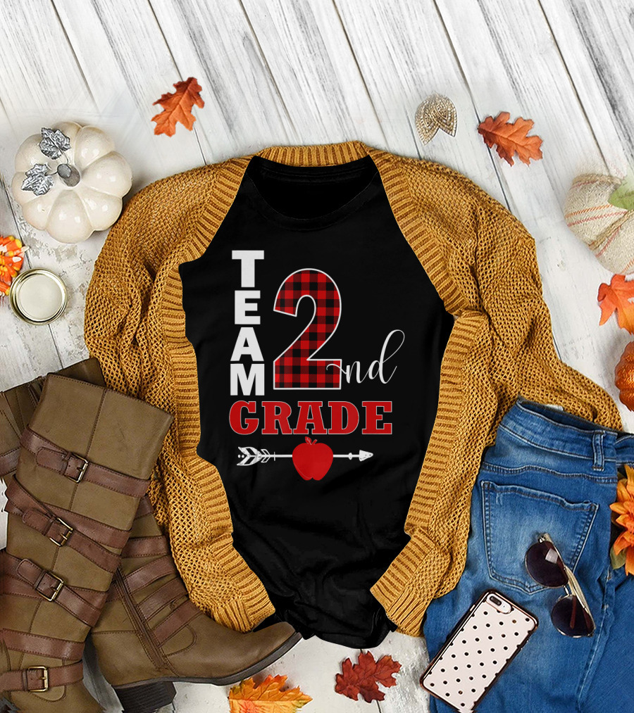 Team 2nd Grade Lumberjack Plaid Teacher T-Shirt