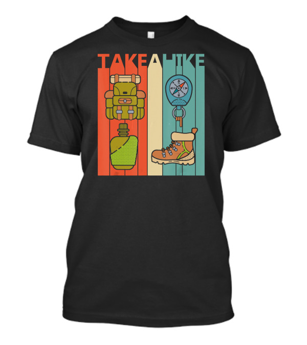 Vintage Take A Hike Hiker Backpack Compass Boot T-Shirt