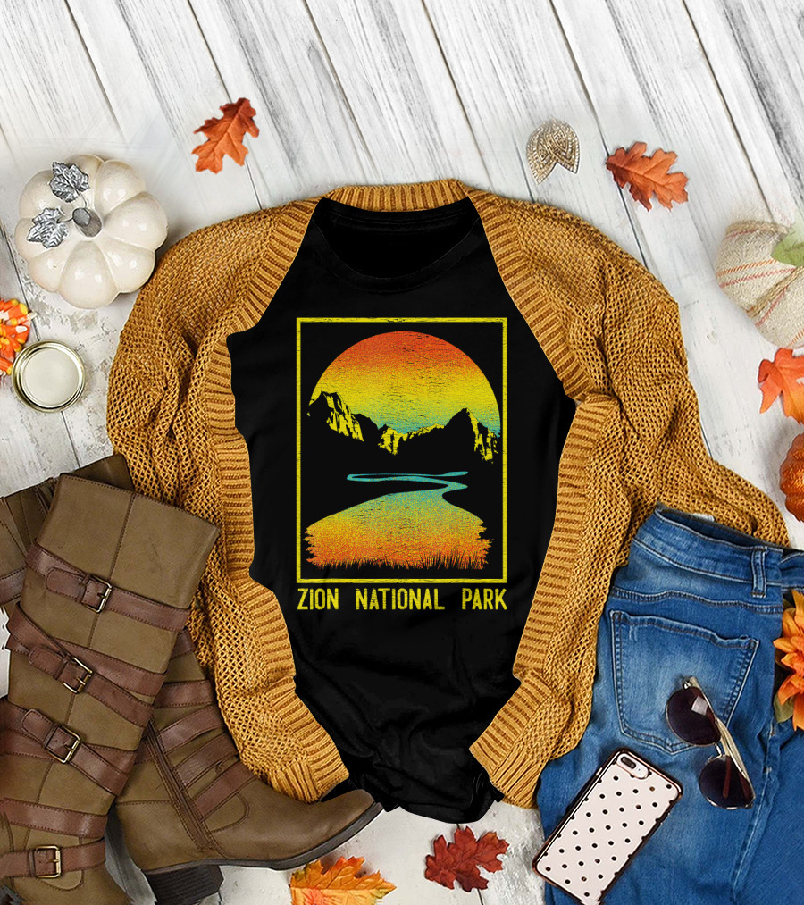 Zion National Park Utah Vintage Retro Hiking Scenic Landscape T-Shirt